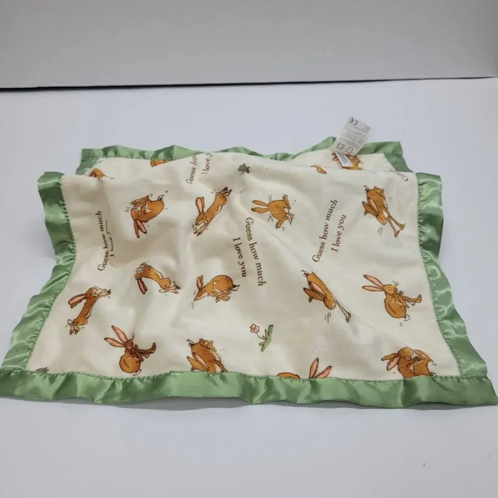 Guess How Much I Love You Bunny Rabbit Plush Security Baby Blanket Lovey Green